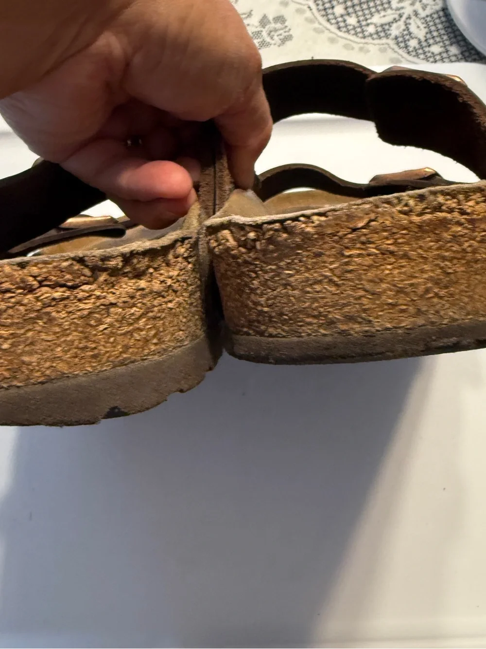 Birkenstock Arizona Men's Brown Leather Double-Buckle Slide Sandals size 46